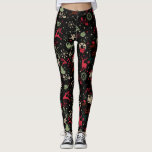 Leggings Patrón de elementos navideños vintage<br><div class="desc">Leyendas del patrón de elementos de Navidad antiguas.</div>
