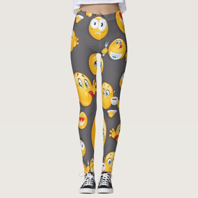 Leggings Patrón de emoji 2 (Anverso)