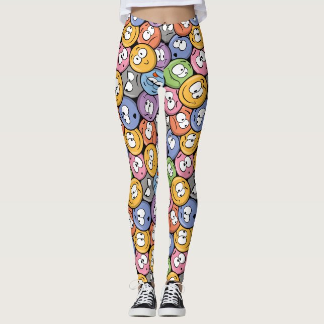 Leggings Patrón de Emoji Cara Sonriente (Anverso)