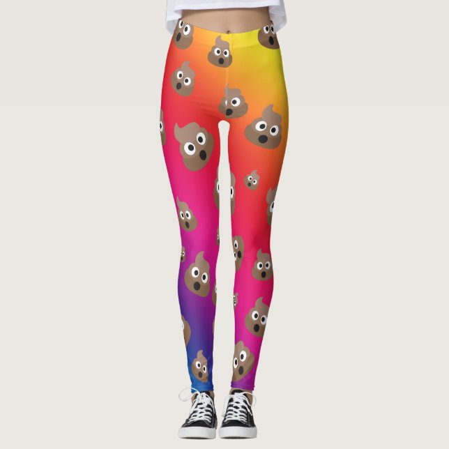 Leggings Patrón de Emoji de arcoiris corto (Anverso)