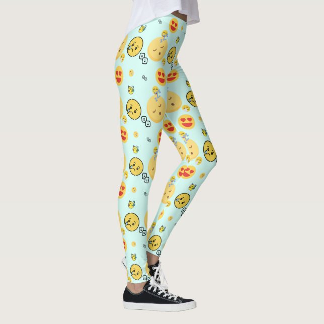 Leggings "Patrón de Emoji divertida y divertida, disfruta d (Derecha)