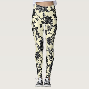 Leggings Patrón de encaje flor negra
