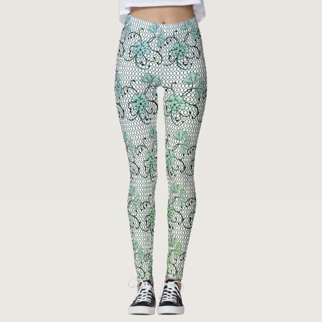 Leggings Patrón de encaje floral (Anverso)