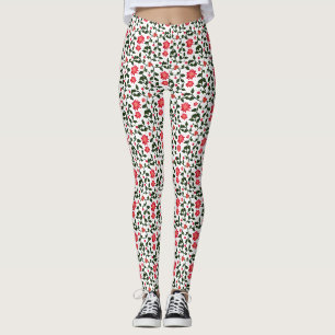 Leggings Patrón de enredadera floral de flor de cerezo con