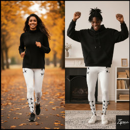 Leggings Patrón de entrelazado - blanco y negro