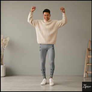 Leggings Patrón de entrelazado - gris y negro