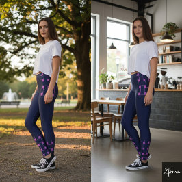 Leggings Patrón de entrelazado - Marina oscura