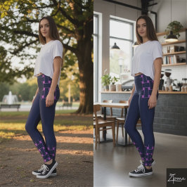 Leggings Patrón de entrelazado - Marina oscura