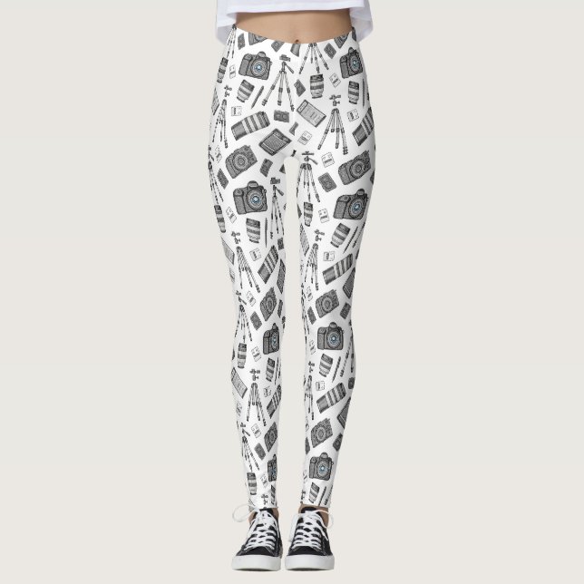 Leggings Patrón de equipo de fotografía vintage (Anverso)
