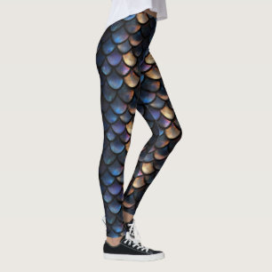 Leggings Patrón de escala azul púrpura