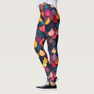 Leggings Patrón de escala de Purpurina colorido