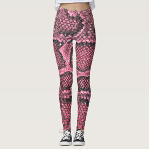 Leggings Patrón de escala de serpiente rosa