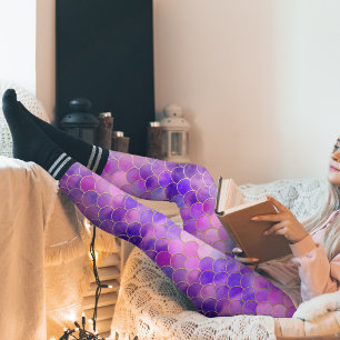 Leggings Patrón de escala de sirena ultravioleta y dorada