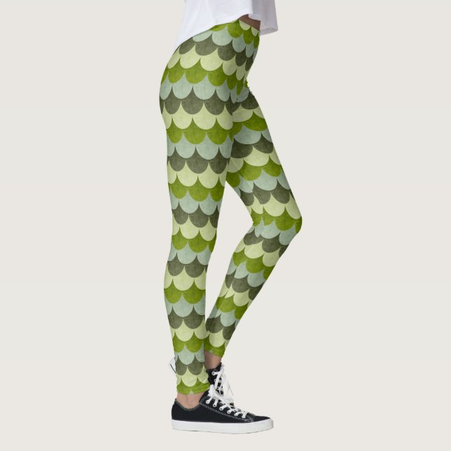 Leggings Patrón de escala del dragón verde (Derecha)
