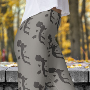 Leggings Patrón de escalada rocosa de las mujeres grises en
