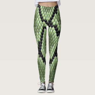 Leggings Patrón de escamas de serpiente verde gráfico de te