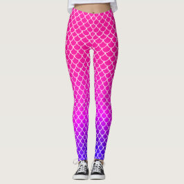Leggings Patrón de escamas de sirena abstracto rosa púrpura