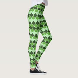 Leggings Patrón de escamas de sirena brillantes verdes