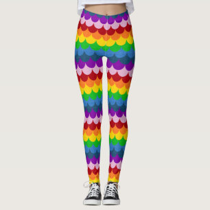 Leggings Patrón de escamas de sirena con brillo de arcoíris