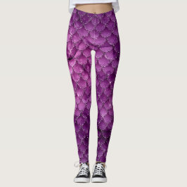 Leggings Patrón de escamas de sirena glam ombre púrpura