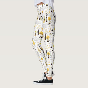 Leggings Patrón de escena de Cute Golden Woods