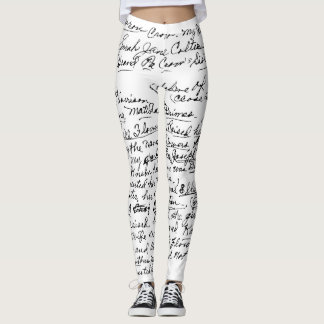Leggings Patrón de escritura mínima – чорний рукописний пр