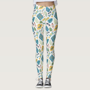Leggings Patrón de esenciales de playa de verano (2)