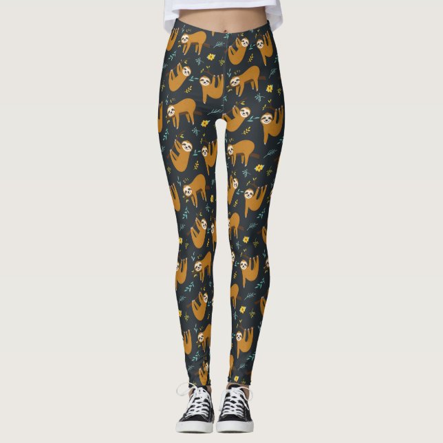 Leggings Patrón de eslóganes adorables (Anverso)