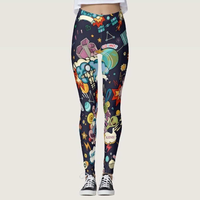 Leggings Patrón de espacio (Anverso)