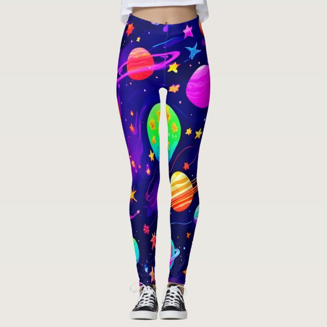 Leggings Patrón de espacio colorido (Anverso)