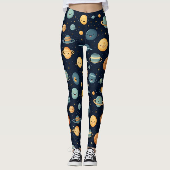 Leggings Patrón de espacio divertido (Anverso)