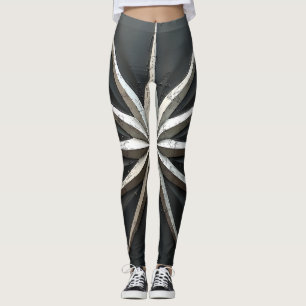 Leggings Patrón de estallido en plata metálica sobre carbón