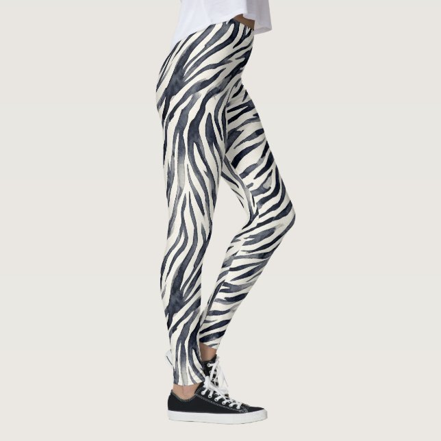 Leggings Patrón de estampado de cebra en negro y blanco (Derecha)