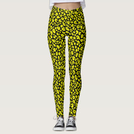 Leggings Patrón de estampado de leopardo amarillo negro sal