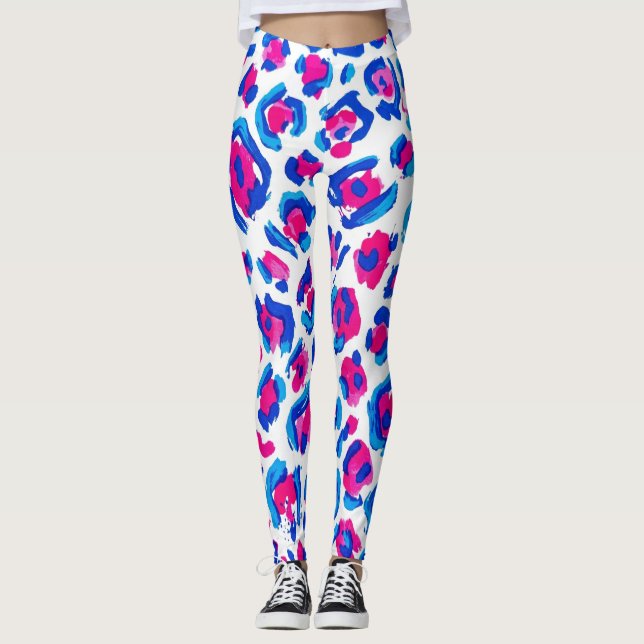 Leggings Patrón de estampado de leopardo neón (Anverso)