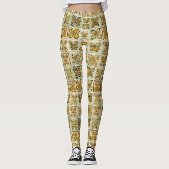 Leggings Patrón de estilo Boho Butterflies (Anverso)