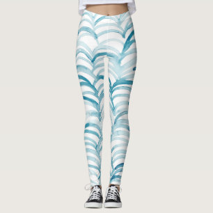 Leggings Patrón de estilo japonés de onda azulIlustración