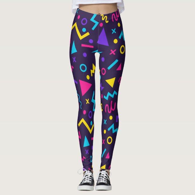 Leggings Patrón de estilo Memphis de los 80 (Anverso)