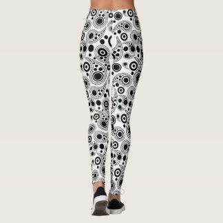Leggings Patrón de estilo paisajista de Black on White