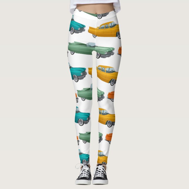 Leggings Patrón de estilo Retro Car Fifty (Anverso)