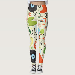Leggings Patrón de estilo retro vintage de los 50's años 19
