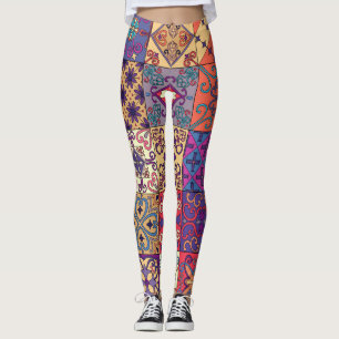 Leggings Patrón de estilo Talavera de mosaicos portugueses