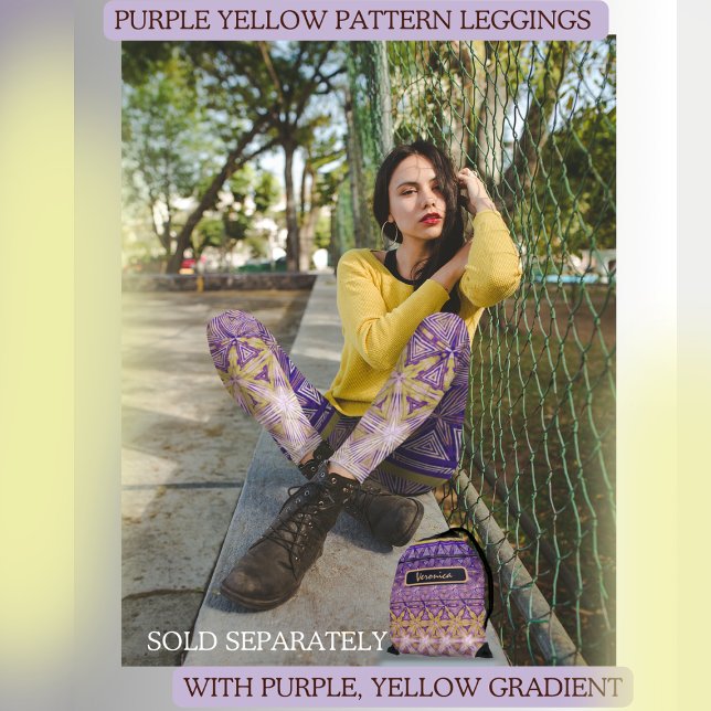 Leggings Patrón de Estrella Amarilla Morada  (Purple Yellow Star pattern leggings and matching string bag sold separately)