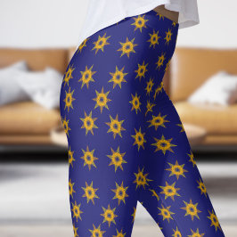 Leggings Patrón de estrella azul y dorado brillante