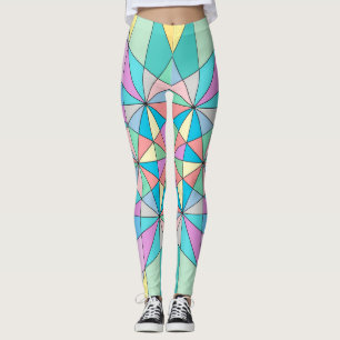Leggings Patrón de estrella de triángulo de mosaico pastel 