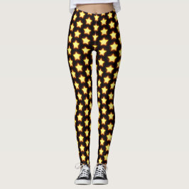 Leggings Patrón de Estrella Dorada Brillante