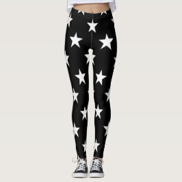 Leggings Patrón de Estrella en Blanco y Negro Simple Modern