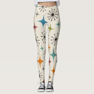Leggings Patrón de Estrella Explosiva Moderno de Mitad de S