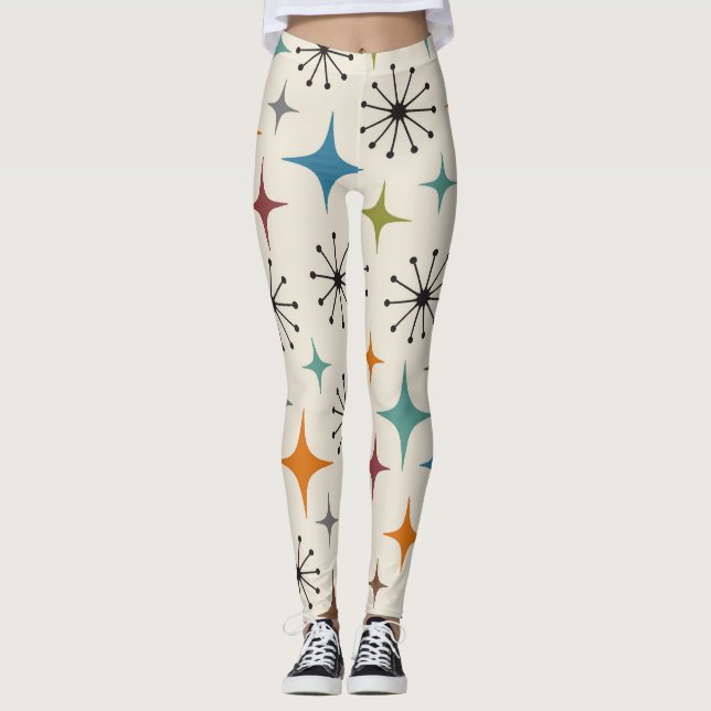 Leggings Patrón de Estrella Explosiva Moderno de Mitad de S (Anverso)