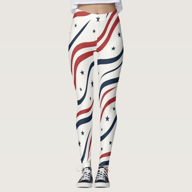 Leggings Patrón de Estrella Moderna de EE. UU. | Ropa Activ (Anverso)